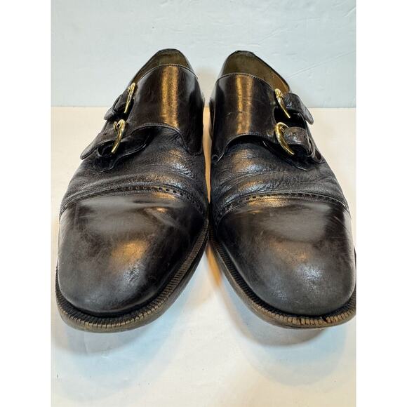 Size 11 Mezlan Portofino Monk Strap Black Leather Shoes main image 6